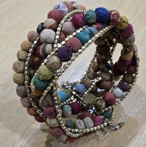 Colorful Beaded Bracelet with Gold Accents